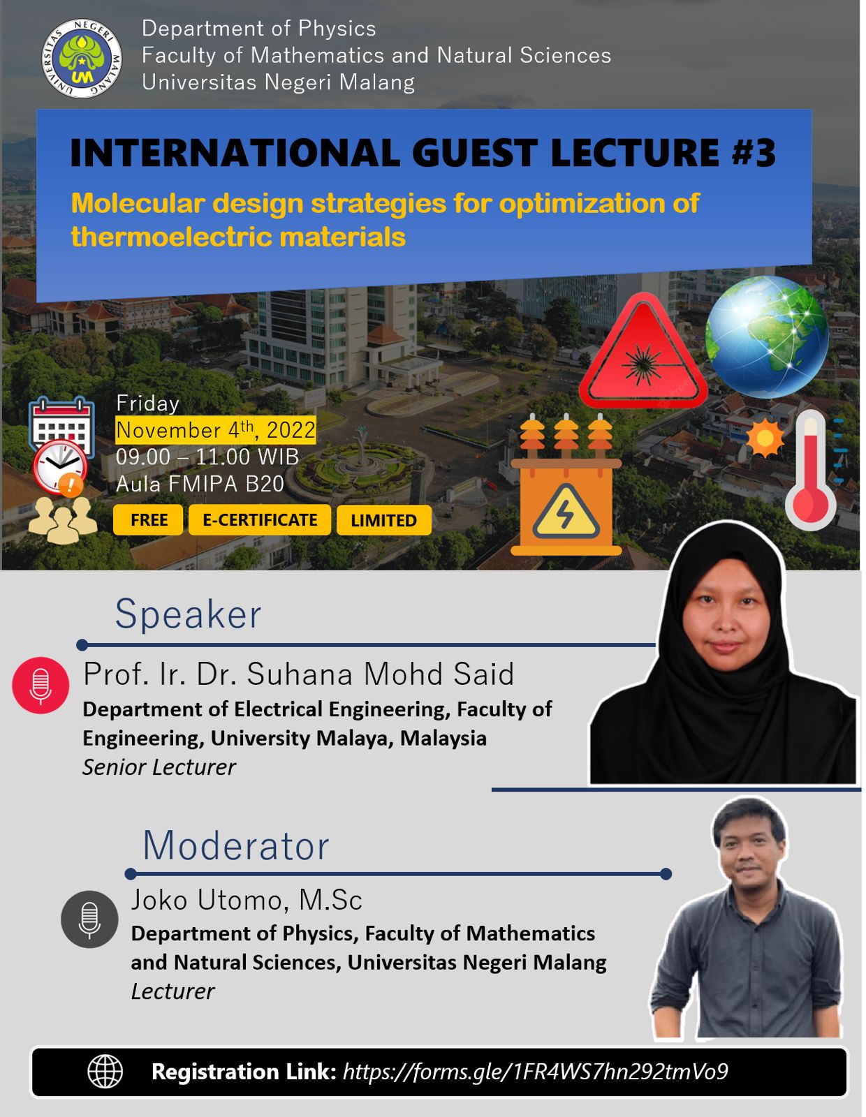 Kuliah Tamu Molecular Design Strategies for Optimization of Thermoelectric Materials]