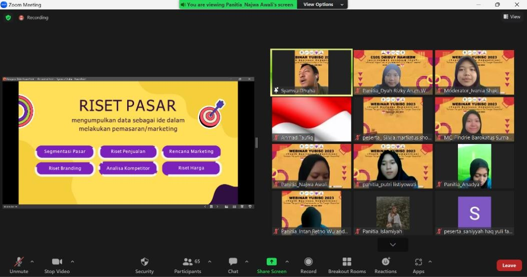 Webinar YUBISC (Youth Business Innovation And Strategy Competition) “Increase The Spirit of Entrepreneurship in The Younger Generation”